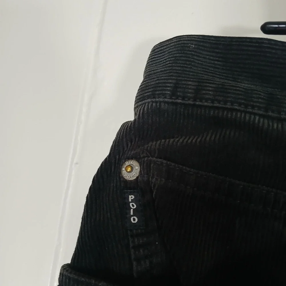 Polo Ralph Lauren Corduroy Pants Mens 40x30 Black Authentic Dungarees‎ Straight